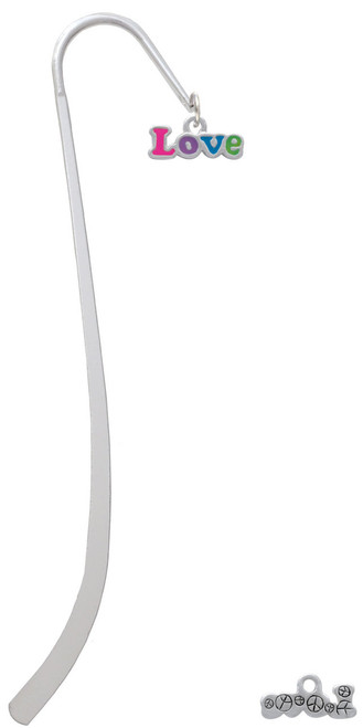 Rainbow Colored ''Love'' Charm Bookmark