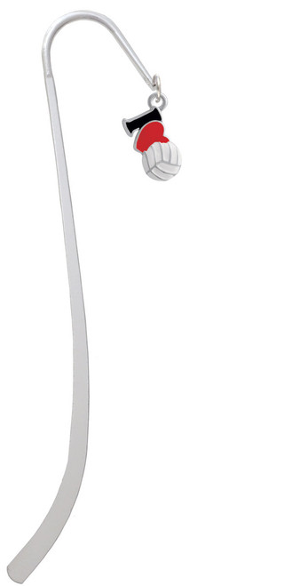 I Love Volleyball - Red Heart Charm Bookmark