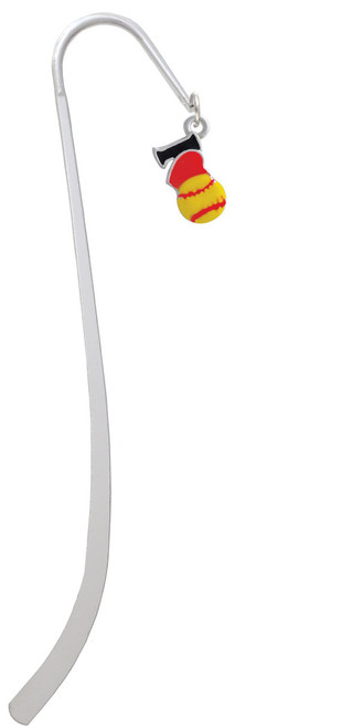 I love Softball - Red Heart Charm Bookmark