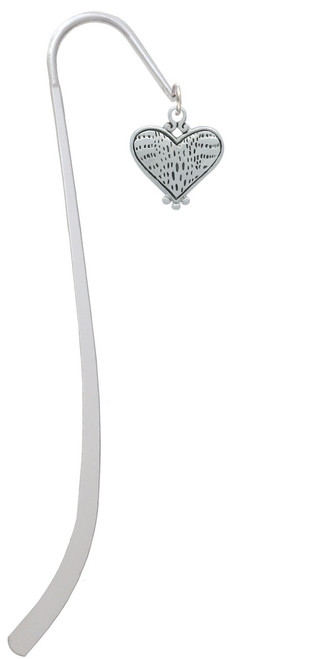 Antiqued Alligator Print Heart Charm Bookmark