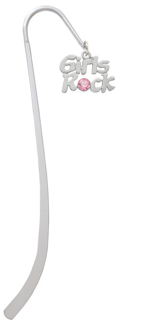 Girls Rock with Light Pink Crystal Charm Bookmark