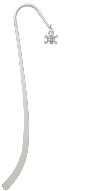 Mini Skull and Bones with 3 AB Crystals Charm Bookmark