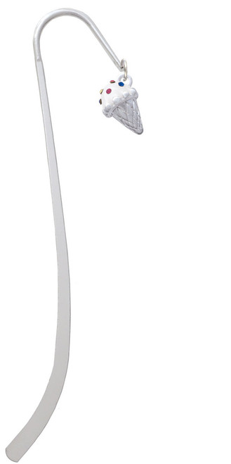 3-D Vanilla Ice Cream Cone with Crystal Sprinkles Charm Bookmark
