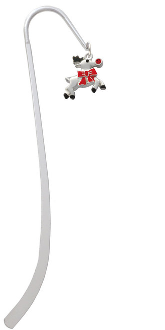 Reindeer with Red Crystal Charm Bookmark