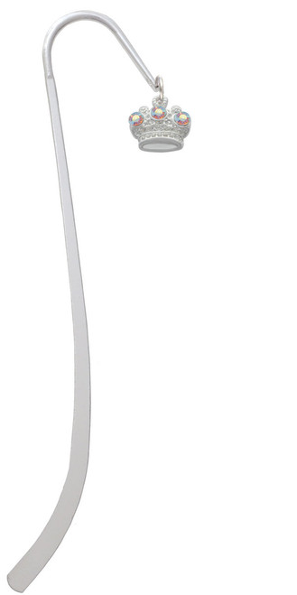 Crown with 3 Clear AB Crystals Charm Bookmark