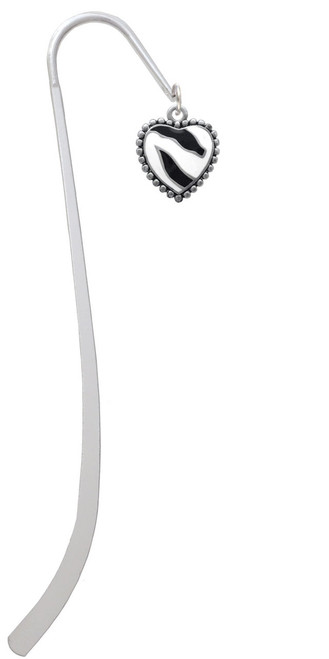 Enamel Zebra Print Heart Charm Bookmark