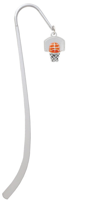 3-D Enamel Basketball in Hoop Charm Bookmark