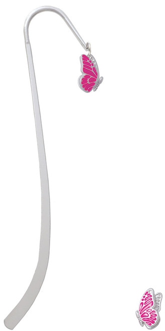 Translucent Hot Pink Flying Butterfly Charm Bookmark