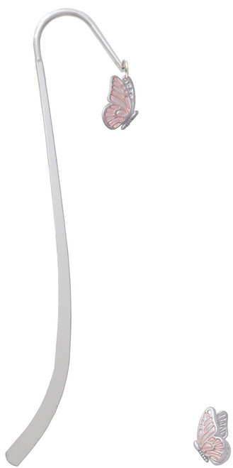 Translucent Pink Flying Butterfly Charm Bookmark