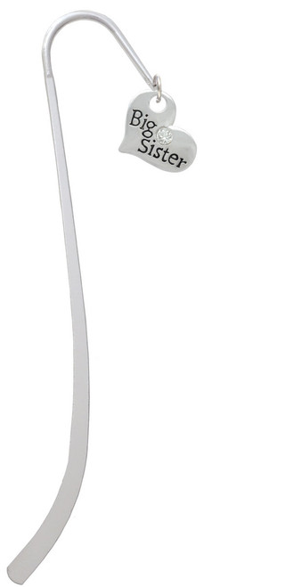 Large ''Big Sister'' Heart with Clear Crystal Charm Bookmark