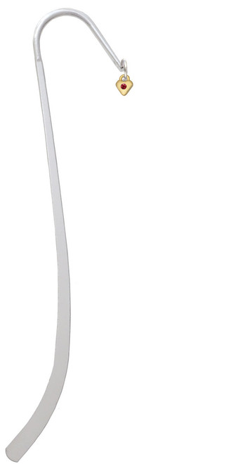 Mini January - Maroon Crystal Gold Tone Heart Charm Bookmark