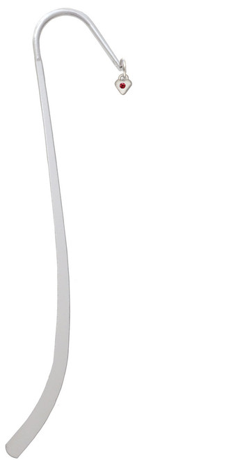 Mini January - Maroon Crystal Heart Charm Bookmark