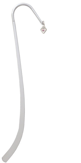 Mini Light Pink Crystal Heart Charm Bookmark