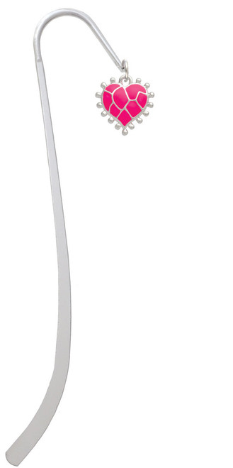Hot Pink Giraffe Print Heart Charm Bookmark