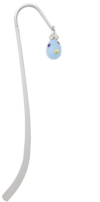 Light Blue Easter Egg with Multicolored Crystal Dots Charm Bookmark