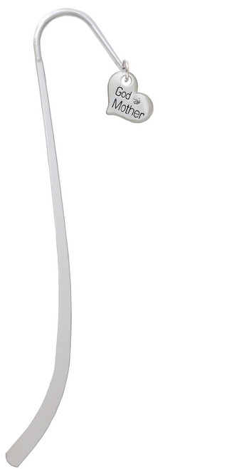 Small ''Godmother'' Heart with Clear Crystal Charm Bookmark