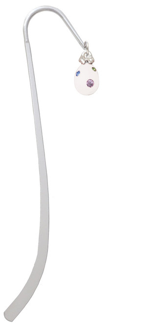 White Easter Egg with Color Crystal Dots Charm Bookmark
