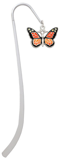 Large Monarch Butterfly with 6 AB Crystals Charm Bookmark