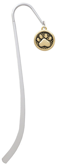 Gold Tone Paw in Circle Charm Bookmark