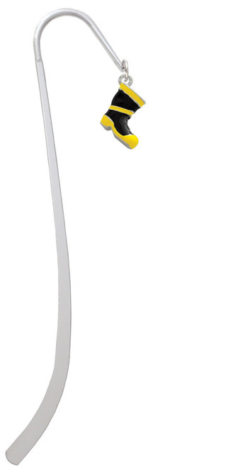 Black and Yellow Firefighter Boot Charm Bookmark