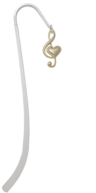 Large Gold Tone Clef with Heart Charm Bookmark
