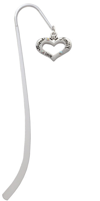 Heart with 3 AB Crystals - Friends Family Love Charm Bookmark