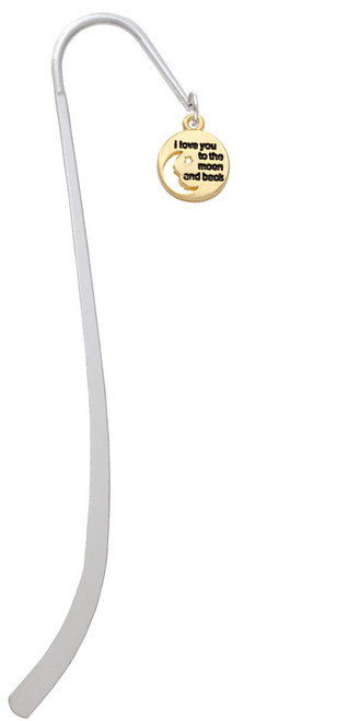 Small Gold Tone I Love You to the Moon Charm Bookmark
