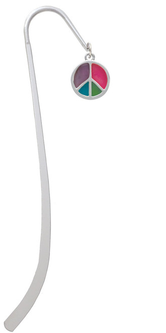 Multicolored Peace Sign Charm Bookmark