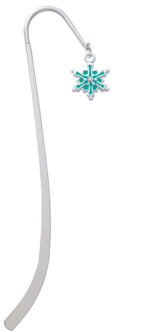 Teal Snowflake with Clear Crystal Charm Bookmark