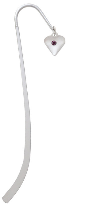 Large February - Purple Crystal Heart Charm Bookmark