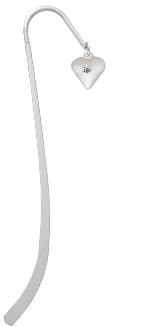 Large April - Clear Crystal Heart Charm Bookmark