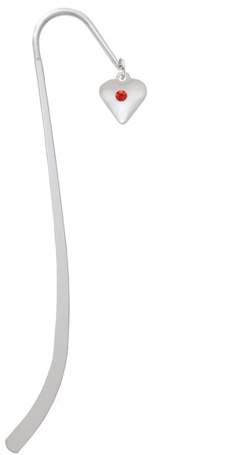 Large July - Red Crystal Heart Charm Bookmark