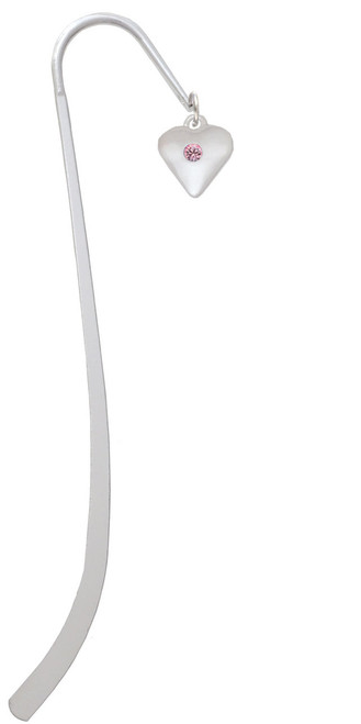 Large Light Pink Crystal Heart Charm Bookmark