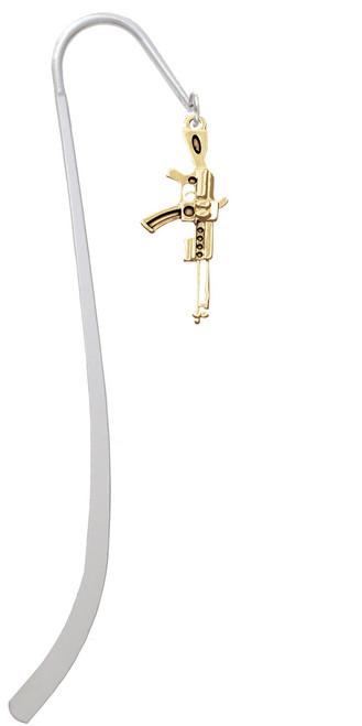 Gold Tone Rifle Charm Bookmark