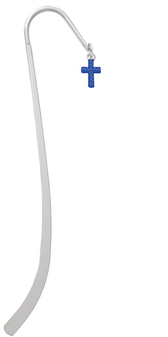 Small Blue Crystal Cross Charm Bookmark