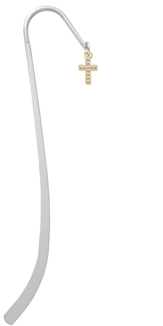 Gold Tone Small Crystal Cross Charm Bookmark
