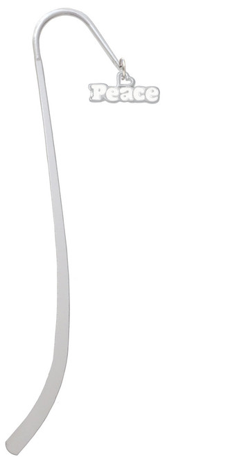 White ''Peace'' with Heart Charm Bookmark