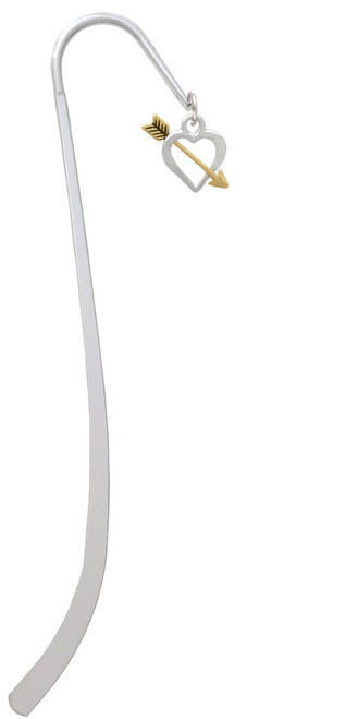 Open Heart with Gold Tone Arrow Charm Bookmark