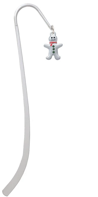 Gingerbread Man with Red Scarf and Green Buttons Charm Bookmark