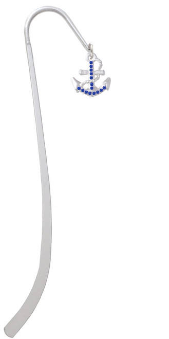 Blue Crystal Anchor Charm Bookmark