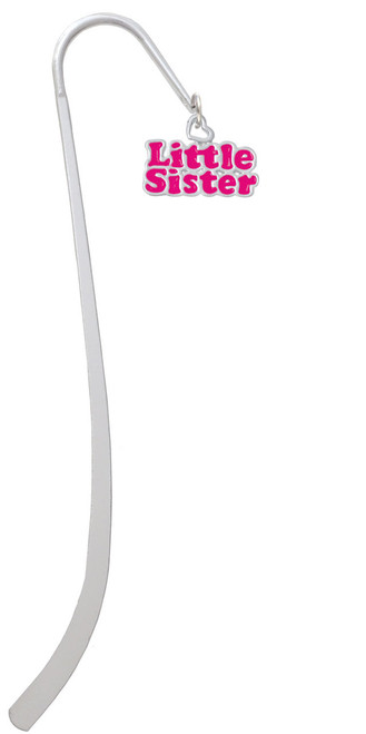Hot Pink ''Little Sister'' with Heart Charm Bookmark