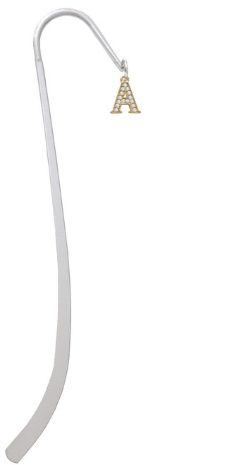 Gold Tone Small Crystal Initial - A - Charm Bookmark