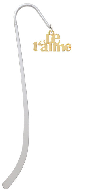 Large Gold Tone Je T'aime Charm Bookmark