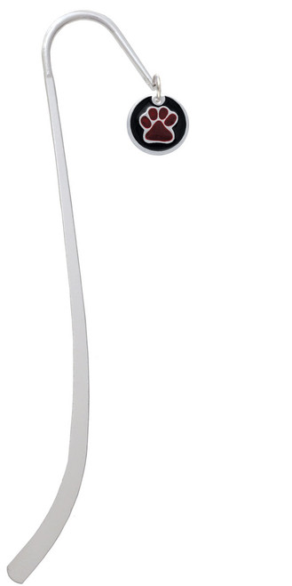 Maroon Paw on Black Disc Charm Bookmark