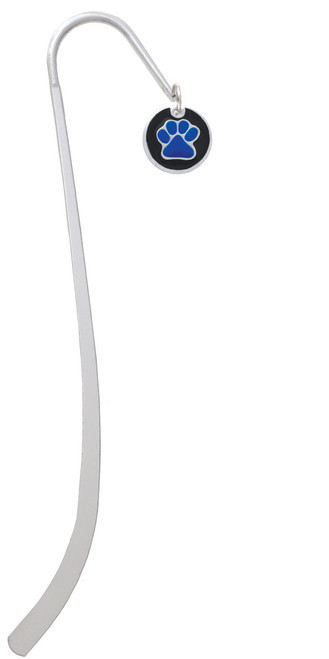 Navy Blue Paw on Black Disc Charm Bookmark