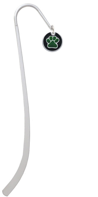 Green Paw on Black Disc Charm Bookmark