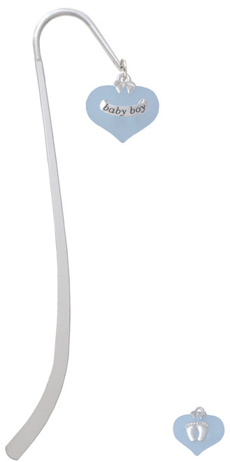 Baby Boy Blue Heart with Baby Feet Charm Bookmark