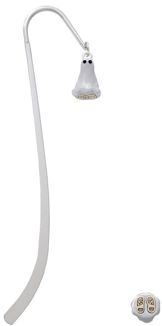 3-D Ghost with Black Crystals Charm Bookmark