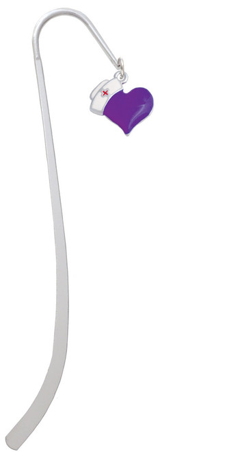 Purple Heart with Nurse Hat Charm Bookmark