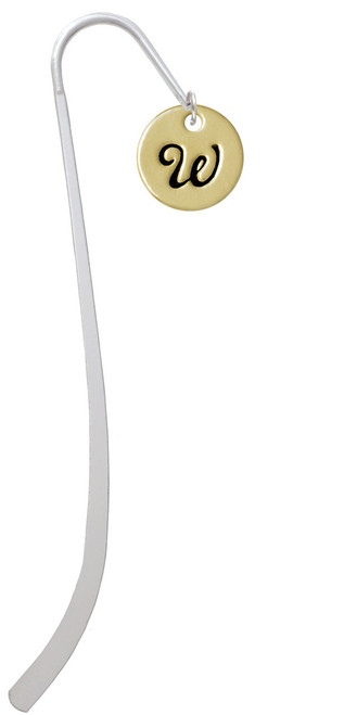 Large Gold Tone Disc Letter - W - 3/4'' Charm Bookmark
